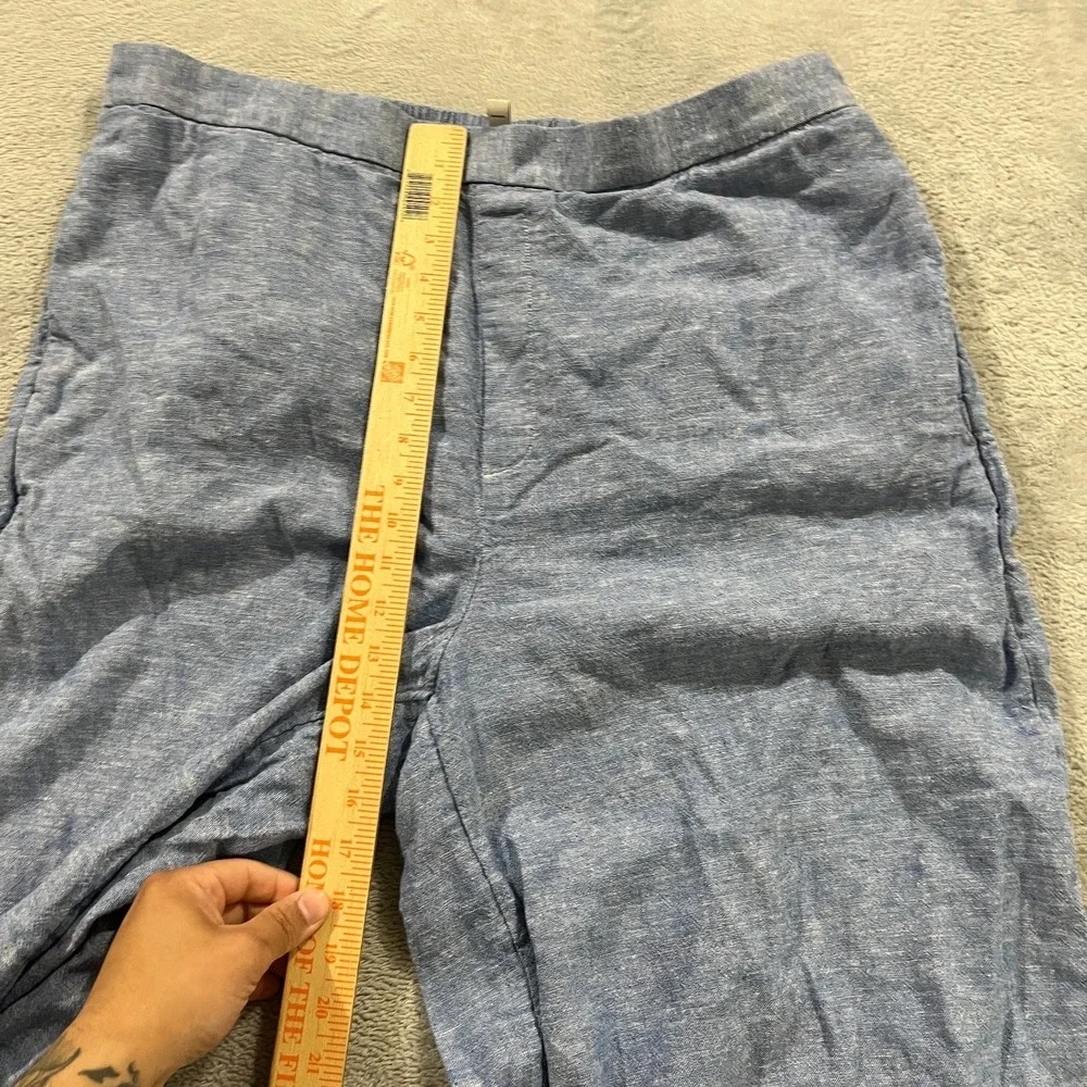 Banana Republic Pants Womens XL Blue Linen Blend Wide Leg Cropped Lightweight